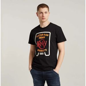 G-Starvoor mannen. D25012-336-6484 Grafisch T-shirt zwart (XXS), Casual, Korte mouwen, Biologisch katoen, Duurzaam