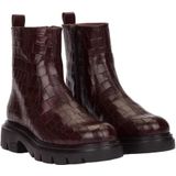 Wonders - A-4305_5634_9332 - Leren Enkellaarsjes - Bruin - 3 tot 5 cm Hakhoogte - Ritssluiting - Casual