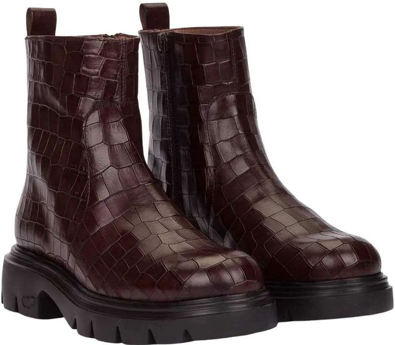 Wonders - A-4305_5634_9332 - Leren Enkellaarsjes - Bruin - 3 tot 5 cm Hakhoogte - Ritssluiting - Casual