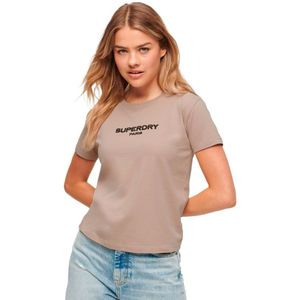 Superdry Sport Luxe Graphic Fitted Short Sleeve T-shirt Beige XS Vrouw