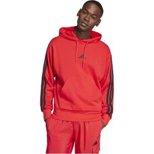 Adidas - Essentials 3 Stripes - Hoodie - Grijs - 55% Katoen, 36% Polyester (Gerecycled), 9% Viscose