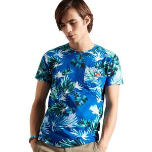 Superdry Allover Print Pocket Short Sleeve T-shirt Blauw S Man
