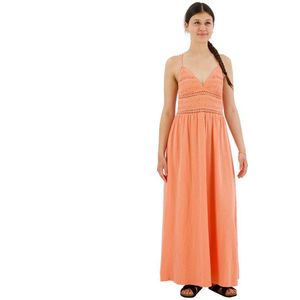 Superdry Lace Long Sleeve Long Dress Oranje L Vrouw