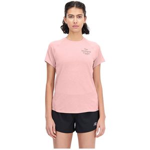 New Balance Printed Impact Run Short Sleeve T-shirt Roze XS Vrouw