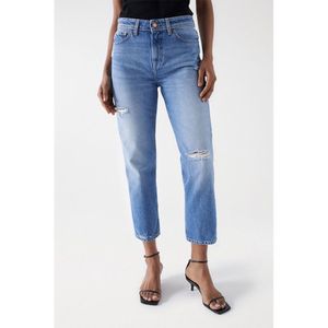 Salsa Jeans True Cropped Slim Destroyed Jeans Blauw 27 Vrouw