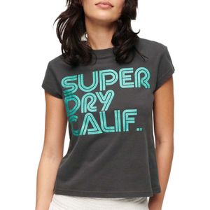 Superdry Retro Glitter Logo Cap Short Sleeve T-shirt Zwart XS Vrouw