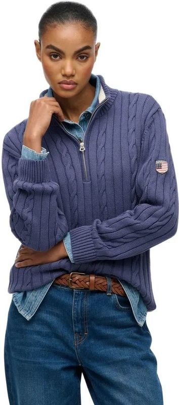 Superdry Slouchy Cable Half Rits Trui