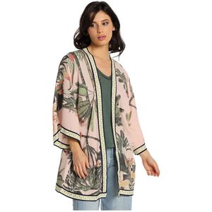 Lois - 470722465 - Kimono - Roze - Lange Mouwen - Tropische Print