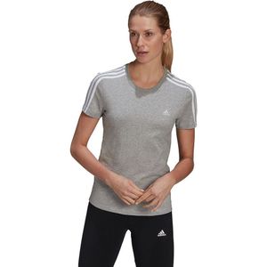 Adidas Essentials Slim 3 Stripes Short Sleeve T-shirt Grijs XS / Short Vrouw