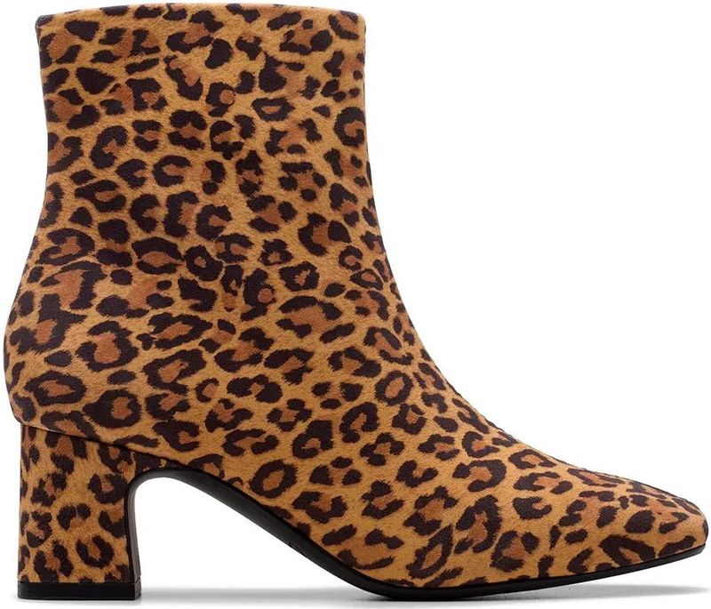 Clarks - Fernie Zip - Leren Enkellaarsjes - Dierenprint - 3 tot 5 cm