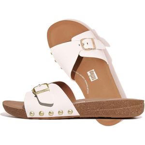 Fitflop Iqushion Adjustable Buckle Leather Slides Wit EU 38 Vrouw