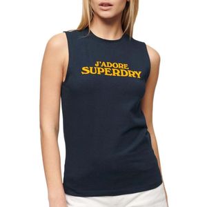 Superdry Sport Luxe Graphic Fitted Sleeveless T-shirt Blauw S Vrouw