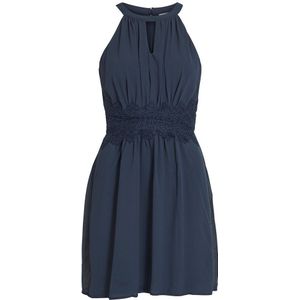 Vila Milina Halter Sleeveless Short Dress Blauw 36 Vrouw