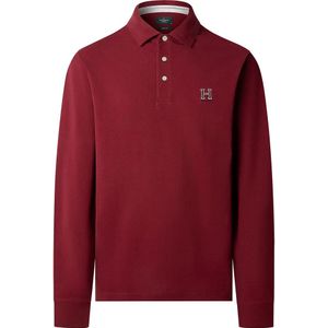 Hackett Londonvoor mannen. HM5500005 Erfgoed H Polo Ls (L), Casual, Granaatappel, Katoen, Lange mouwen
