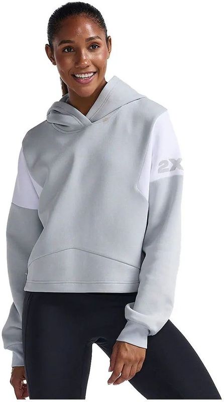 2XU - Form Spliced Crop Hoodie - Harbor Mist/White - Dames
