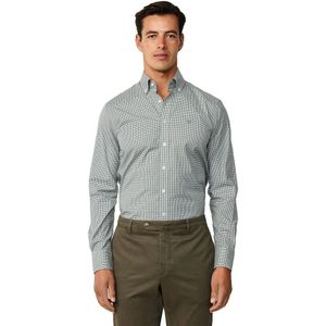 Hackett London - HM3010474 - Geruit Overhemd - Groen - Katoen - Lange Mouwen