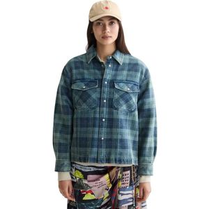 Scotch & Soda Washed Denim Checked Loose Fit Overshirt