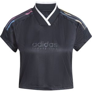 Adidas Tiro Q2 Cropped Short Sleeve V Neck T-shirt Blauw XS Vrouw