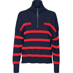 Vero Moda Saba Stripe Half Zip Sweater Rood,Blauw M Vrouw