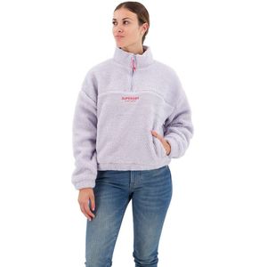Superdry Embroidered Borg Half Zip Sweater Paars L Vrouw
