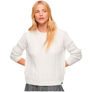 Superdry Dropped Shoulder Cable Crew Neck Sweater Wit S Vrouw