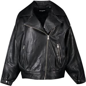 Superdry Edit Hybrid Leather Jacket Zwart L Vrouw