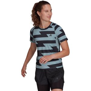 Adidas Run Fast Aop Short Sleeve T-shirt Blauw S Vrouw