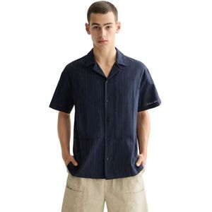 Scotch & Soda Structured-stripe Overhemd Met Korte Mouwen