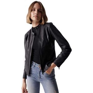 Salsa Jeans Basic Leather Jacket Zwart L Vrouw