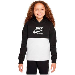 Nike Sportswear Heritage French Terry Hoodie Wit,Zwart 8-9 Years Meisje