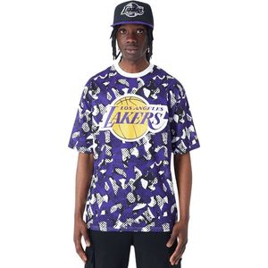 New Era Nba Team Aop Mesh Los Angeles Lakers Short Sleeve T-shirt Veelkleurig L Man