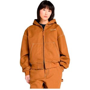 Timberlandunisex. TB0A6HNY0011 Zwart gewassen canvas bomberjack met capuchon (L), Casual, Katoen