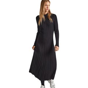 Pepe Jeans Faith Long Sleeve Long Dress Zwart XL Vrouw