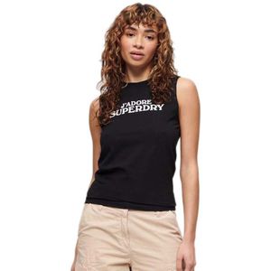 Superdry Sport Luxe Graphic Fitted Sleeveless T-shirt Zwart 2XS Vrouw