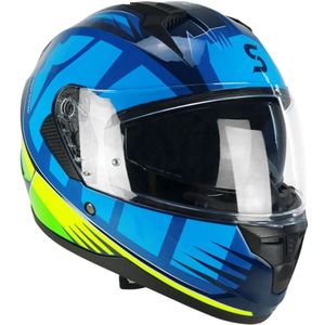 SKA-P - 3MHA Speeder Sport Helm - Navy - Geel Fluo - Full Face