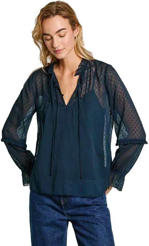 Pepe Jeans - Odette - Damesblouse - Elegant - V-hals - Lange Mouwen