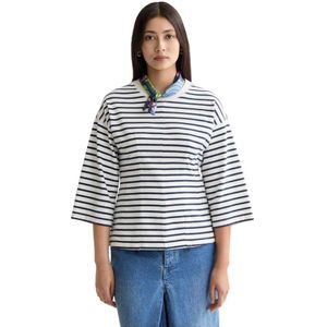 Scotch & Soda Washed Striped Breton Shaping Details T-shirt Met 3/4 Mouw