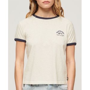 Superdry Beach Graphic Fitted Ringer Short Sleeve T-shirt Beige S Vrouw