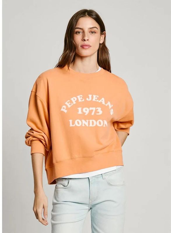 Pepe Jeans - Sweatshirt - Oranje - Katoen - Casual