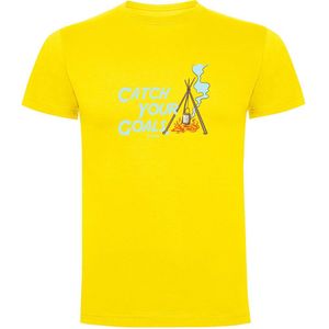 Kruskis Catch Your Goals Short Sleeve T-shirt Geel 2XL Man