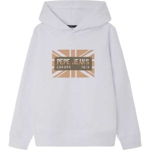 Pepe Jeansvoor jongens. PB581604 Sweater Barney wit (10Años= 140cm), Casual, Katoen, Lange mouwen, Duurzaam, kinderkleding