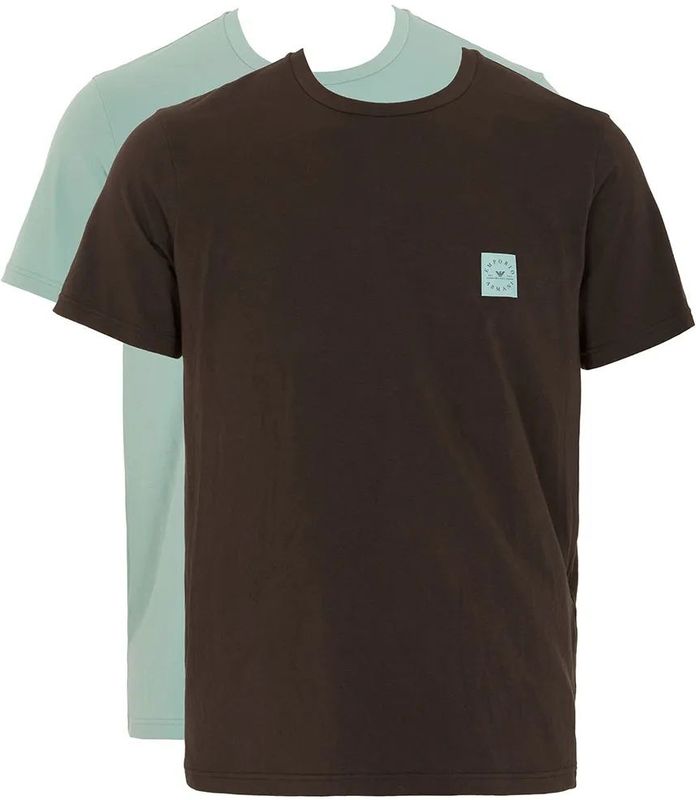 Emporio Armani - Logo Label - T-shirt - 2 Eenheden - Korte Mouwen