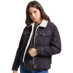 Superdry Vintage Sherpa Cord Denim Jacket Zwart XS Vrouw