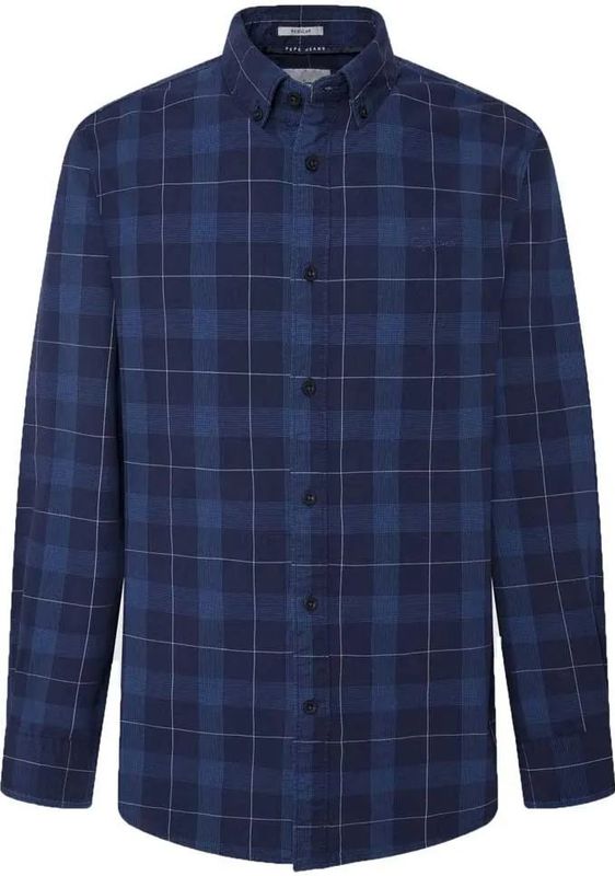 PEPE JEANS - Casual Overhemd - Marineblauw - Katoen - Ruitjesprint