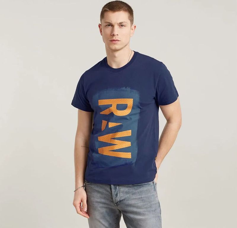 G-Star - D25014-336-1822 - T-shirt - Blauw - Korte Mouwen - Biologisch Katoen