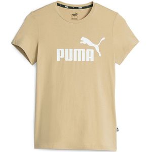 Puma Ess Logo Short Sleeve T-shirt Beige S Vrouw