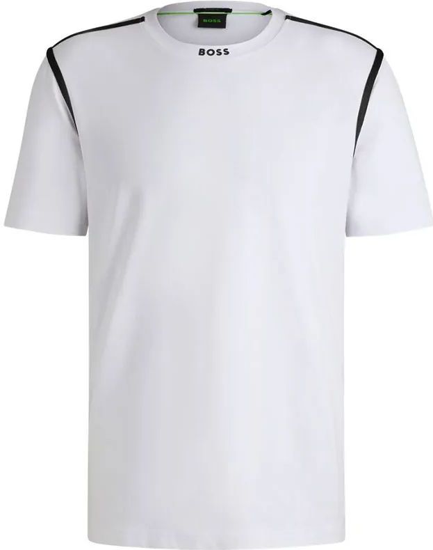 BOSSvoor mannen. 50531230 Tape T-shirt wit (M), Casual, Katoen, Korte mouwen