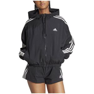Adidas Essentials 3 Stripes Woven Windbreaker Jacket Zwart L Vrouw