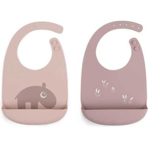 Done By Deer Silicone Bib 2 Pack Ozzo Roze 0 Months