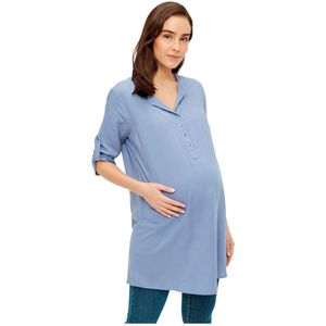 Mamalicious Mercy Maternity 3/4 Sleeve Tunic Blouse Blauw L Vrouw